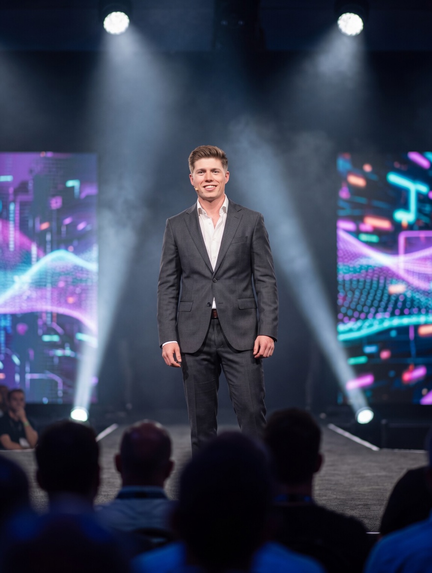 Jean-François Maes presenting on stage